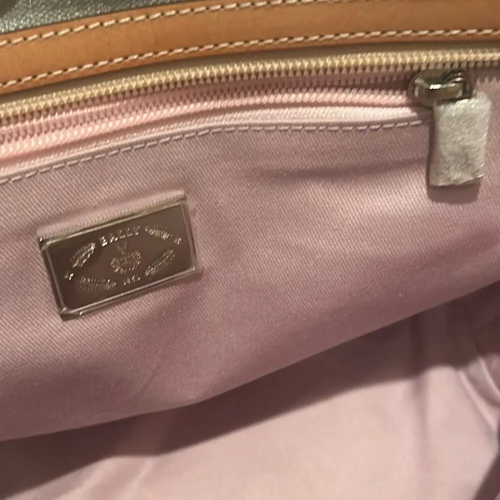 Bally Canvas Tote Bag Pastel Patchwork Plaid Handbag Preppy Coastal Stripe